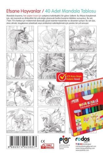 Mandala,Efsane Hayvanlar-7'den 70'e Herkes İçin-12'li Kuru Boyama Kalemi İlaveli